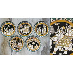 सजावट ❦ Hand painted 'Mela' Wall Plates ❦ 24 { set of 5 }